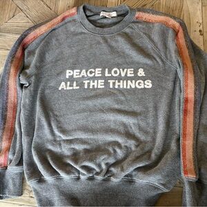 Spiritual Gangster Gray Crewneck Sweatshirt with Multicolor Stripes